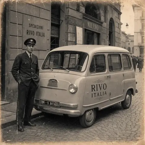 שליח RIVO ITALIA עם רכב מסירה איטלקי קלאסי